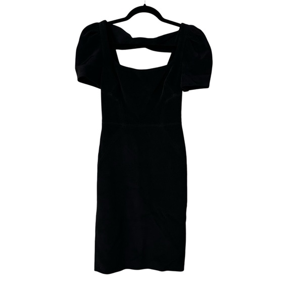 Rebecca Vallance Black Short Puff Sleeve Open Back Bow Dress Size XS, 2 NWT - Picture 1 of 12
